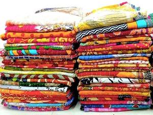 New Winter Baby Quilt Handmade Kantha Vintage Design Indian Fish Block Print Reversible Cotton Home <b>Bedding</b> Throw - Product Image 3
