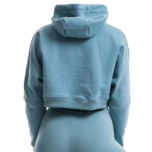 Alta calidad personalizado al por mayor de manga larga señora Top pulóver recortado francés Terry sudaderas con capucha para las mujeres 2025 - Product Image 3
