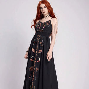 Vestido túnica mexicano bordado para mujer, tela de poliéster 100%, suave y transpirable, precio al por mayor, vestidos de estilo nacional para mujer - Product Image 1