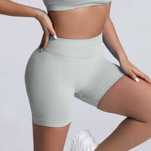 Pantalones cortos sin costuras de cintura alta para mujer, nueva llegada personalizada, ropa deportiva de cintura media para correr, entrenamiento, Fitness, gimnasio, Yoga - Product Image 5