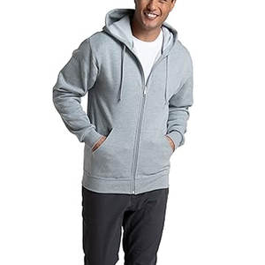 Sweat à capuche personnalisé pour hommes hommes gris couleur sweat à capuche hommes fermeture éclair complète à manches longues 350g fermeture éclair complète logo personnalisé sweats à capuche - Product Image 1