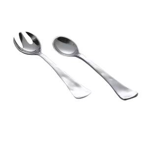 Ensemble de couverts en acier miroir de style moderne avec manche en forme de feuille, nouveau service à salade en acier avec manche - Product Image 2