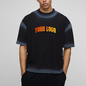 T-shirt pour homme en coton 100% de haute qualité OEM, délavé au soleil, vintage, coupe ample, logo imprimé personnalisé, t-shirt délavé à la pierre pour homme - Product Image 1