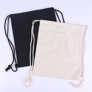 Custom logo and Size Eco Cotton <strong>Drawstring</strong> <strong>Bag</strong> Black White Cotton Canvas <strong>Drawstring</strong> <strong>Bag</strong> Backpack <strong>With</strong> Logo - Product Image 1