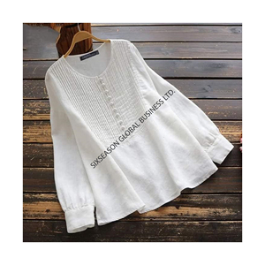 เดรสผ้าฝ้ายแขนยาวสำหรับผู้หญิงในบังคลาเทศเดรสแขนยาวสีทึบออกแบบโลโก้ได้ตามต้องการสำหรับฤดูร้อน - Product Image 2