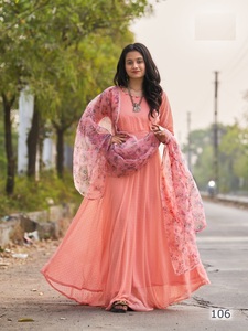 Vestido Kurti Tradicional Indio de Georgette con Estampado Digital y Dupatta para Mujer - Product Image 2