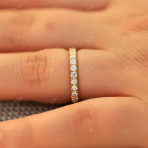 Haute qualité 9K 10K 14K 18K or jaune bijoux de bande de mariage plein de 3.0 diamants ronds demi éternité bande et bague fabrication
