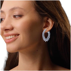 Pendientes de aro de oro blanco de 18 quilates personalizables con diamantes naturales, joyería fina para mujer, chapado en oro rosa - Product Image 2