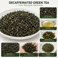 Thé vert décaféiné en vrac pour infusion chaude et fabrication de sachets de thé, vente en gros, marque privée prise en charge, conventionnel
