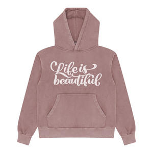 Sudadera con capucha de lavado ácido de alta calidad para hombres, ropa de calle de manga larga, sudaderas con capucha para hombres adultos Sun Fad con logotipo serigrafiado - Product Image 2