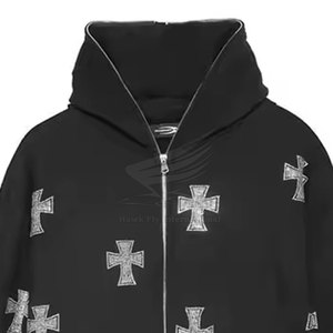 Nouvelles sweats à capuche tendance pour hommes, entièrement zippées, doublées, 100 % coton polaire respirant, décontractées, personnalisables HAWK FLY - Product Image 4