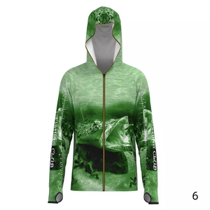 Vente en gros chemise imprimée par sublimation à séchage rapide UPF 50 personnalisée Protection UV vêtements de pêche capuche pour hommes à manches longues - Product Image 4