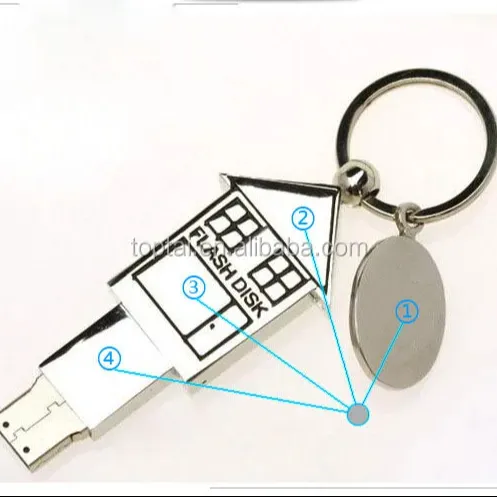 32G USB Metall Haus Form mit Herz Schlüsselring USB 2,0 Memory Stick Flash Drive Flash Disk