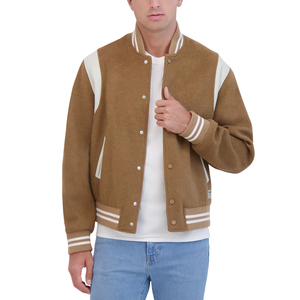 Chaqueta Varsity de Lana Ecológica a Prueba de Viento para Hombre, Diseño Delgado de Invierno con Cuello Alto Liso, Personalizable, Venta al Por Mayor, Moda 2024 - Product Image 1