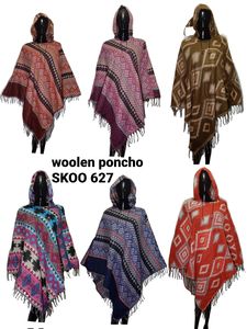 Veste à capuche élégante en laine Boho Hippie à motifs floraux à la mode vêtements d'hiver bouton fermeture éclair taille libre bonbons lavables - Product Image 2