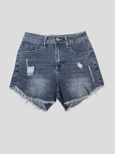 Pantalones vaqueros de verano de alta calidad para mujer, pantalones cortos de mujer lavados de nuevo Color, pantalones cortos de mezclilla desgastados con estampado 3D personalizado clásico - Product Image 5