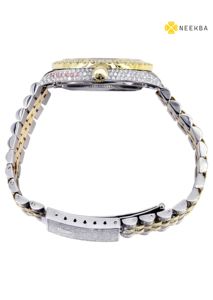 Moissanite Sunburst dial Watch-สีน้ำตาล, นาฬิกาเพชรทำด้วยมือ100% สไตล์ฮิปฮอปเพชรเย็นจากอินเดีย - Product Image 4