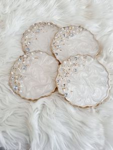 COMPREND des sous-verres en résine de luxe faits à la main tampons carrés colorés personnalisables pour ensemble de tapis de cuisine de table meilleur prix - Product Image 2