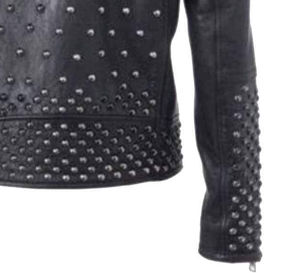 Classic <b>Mens</b> Rock Punk <b>Studded</b> Leather Jacket With Spikes Fashion Slim Fit Zipper Closure Long Sleeve Casual Outerwear - Product Image 6