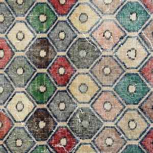 Turkish Rug, <b>Runner</b> 0.4x8 ft Vintage Rug, <b>Green</b> Abstract Wool Rug - Product Image 3