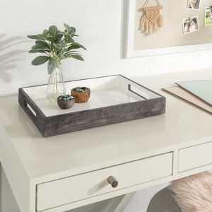 <b>Leading</b> Manufacturer the White & Grey Wash Solid Mango Wood Tray Contemporary Farmhouse Accent Tray for Serving & Decor Use - Product Image 5