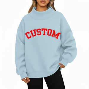 Sudadera de cuello alto de algodón con logotipo personalizado para mujer - Product Image 4