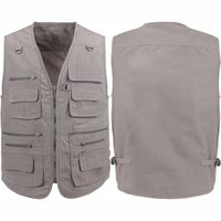 Gilet de pêche classique pour homme, respirant, multi-poches, décontracté, imperméable, coupe-vent, en toile lavée, pour l'extérieur, vente en gros