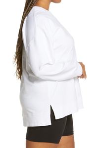 Conjunto deportivo de invierno con logotipo personalizado de alta calidad para mujer, conjunto de pantalones harén con Sudadera de cuello redondo, posición frontal del logotipo - Product Image 6