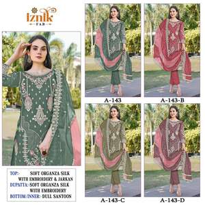 Qualité supérieure indien Pakistan ethnique lourd Organza Salwar costumes Dupatta broderie avec travail en gros approvisionnement d'usine - Product Image 3