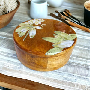 Fantastic Design <b>Table</b> Top Decorative Casserole Hot Pot New Arrival Insulated Casserole Dish Made Of Wooden Flower Printed Top - Product Image 1