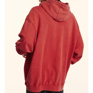 Ropa de calle personalizada, Sudadera con capucha desgastada lavada con piedra ácida de gran tamaño, sudaderas con capucha lavadas con ácido desteñidas al sol para hombres, mezcla de algodón - Product Image 6