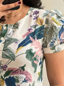 Blanc indien Designer femmes coton doux belle imprimé une pièce robe Designer mariage et fête porter robe en soie - Product Image 5