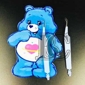 Azulejos acrílicos sostenibles para pestañas, hermosos azulejos de extensión de pestañas con diseño de oso de cuidado en Color azul, herramientas de belleza de visón - Product Image 3