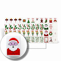 Ensemble de tuiles de Mahjong américain de luxe pour Noël avec détails gravés au laser en acrylique de qualité supérieure et motifs de Noël imprimés par UV
