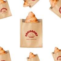 Sacs en papier brun jetables pour croissants et beignets, imprimés avec un logo personnalisé, biodégradables, écologiques, résistants à la graisse et aux huiles, de qualité alimentaire