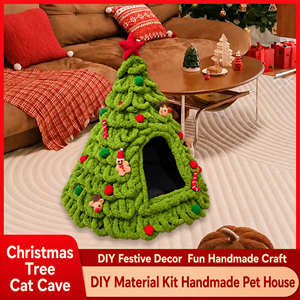 Weihnachtsbaum Katze Bett Hohle Wolle Filz Weich Bequem Haltbar Waschbar Abnehmbar Polyester Katzen Geschlossen Grosshandel - Product Image 4