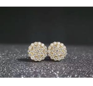 Magníficos pendientes de tuerca de diamante cultivado en laboratorio de oro macizo de 14K para mujer, diseño llamativo para trajes y regalos elegantes - Product Image 1