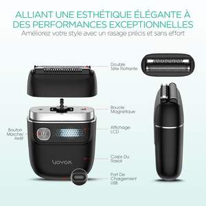 Mini rasoir électrique portable pour hommes, rechargeable par USB, rasoir rotatif à double lame pour le visage, le cou, les joues, la tête - pour les voyages - Product Image 1