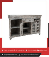 Comptoir de bar en bois recyclé antique, meuble élégant brun, 2 portes, 1 tiroir, pour la maison, le bureau, l'appartement, la chambre, le salon