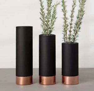 Modern Brass Metal Floor <b>Vase</b> <b>Set</b> of <b>3</b> | Textured Gold Cylinder Flower <b>Vases</b> | Luxury Living Room Home Wedding Decor <b>Vase</b> - Product Image 3