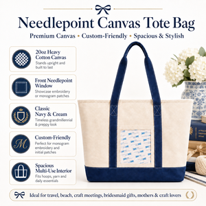 Tas Tote NDLPT DIY dengan Kantong Dalam, Tas Kanvas untuk Penjahit, Organisasi Perjalanan Sehari-hari, Tas Needlepoint Personal - Product Image 4