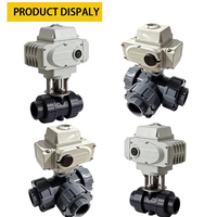 Katup Bola 2 Arah 3 Arah PVC Double Union dengan Aktuator Elektrik IP67 untuk Pipa PVC Pengolahan Air dan Kontrol Cairan Kimia