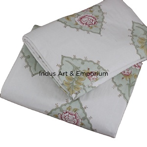 Ndian-Juego de ropa de cama con funda de almohada, juego de sábanas con bordes enjuagados, sanganeri artesanal - Product Image 1