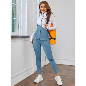 Conjunto Deportivo de Algodón para Mujer al por Mayor, Manga Larga, Diseño en Blanco, Logotipo Personalizado Disponible - Product Image 2