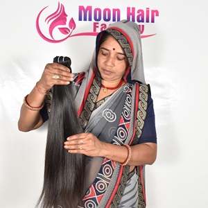 Extensions de cheveux naturels noirs pour femmes indiennes, double trame, vague profonde, cuticules alignées, cheveux bruts du temple, trame mécanique à vendre - Product Image 1