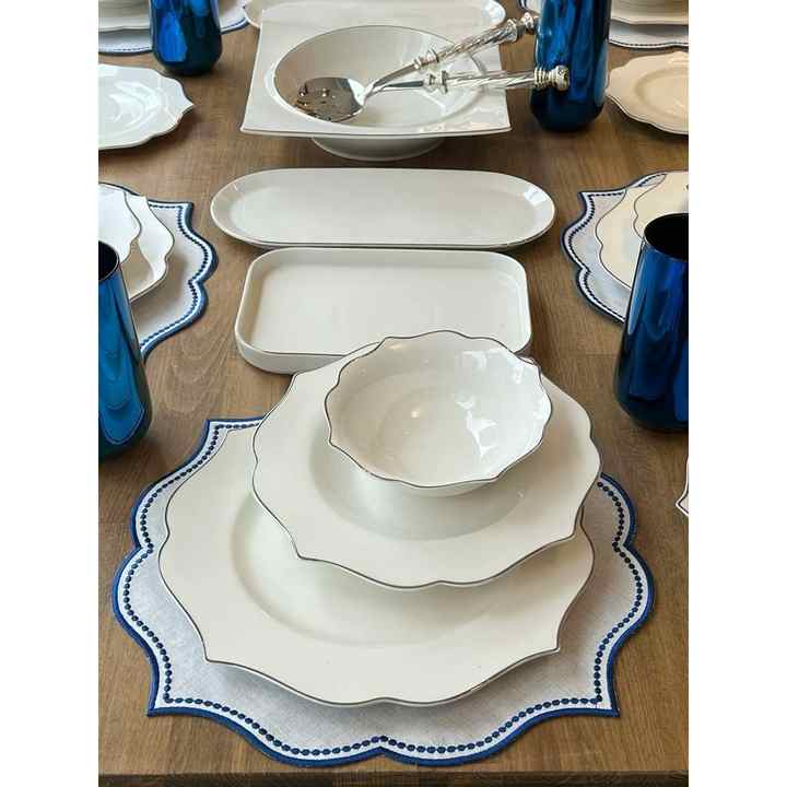 Dinner Set Negro Silver Blue 43 Pieces for 6 People