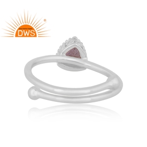 Hot Selling Fine Sterling Silver Natural <b>Labradorite</b> Gemstone Triangular Design Stackable <b>Ring</b> Custom Jewelry For Women - Product Image 4