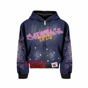 Conjunto de pantalones de chándal y Sudadera con capucha pistas de diamantes de imitación personalizadas: conjunto de chándal de diamantes de imitación OEM con logotipo personalizado, Sudadera con capucha ostentosa y conjunto de Jogger - Product Image 3