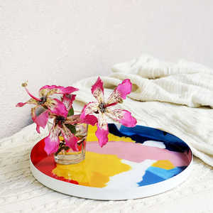 ถาดเสิร์ฟหลากสีทันสมัยพร้อมที่จับสำหรับตกแต่งบ้านอาหารบนโต๊ะจากผู้ผลิตอินเดีย - Product Image 4