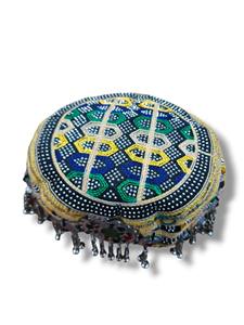 หมวกผ้าปักลายดอกไม้แบบดั้งเดิมของชาวปัชตุนอัฟกานิสถาน งานฝีมือประดับตกแต่งด้วยผ้าแบบดั้งเดิม - Product Image 3